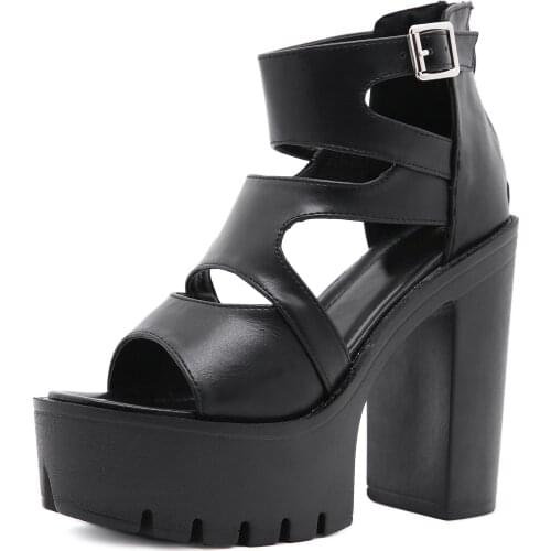 New Womens Sandals Summer Platform Pumps Shoes in Black Heels Size 40 41 42 qq034