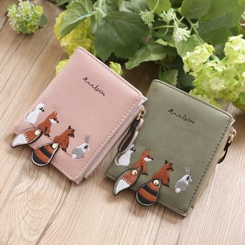 2020 Womens Wallet Lovely Cartoon Animals Short Leather Female Small Coin Purse Hasp Zipper Kid Purse Card Holder for Girls