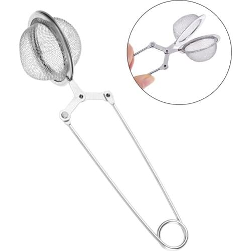 1PC Long Handled Tea Infuser Mesh Ball Loose Leaf Tea Infuser Pincer Stainless Steel Ball Filter Tool High Quality