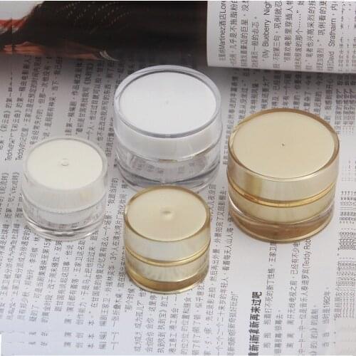 10G 10ML Acrylic Cream Jar, Empty Gold And White Color Cosmetics Eye Cream Small Sample Cream Packing Container, 30pcs/Lot