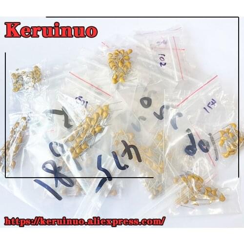 100PCS Monolithic Capacitor kit NF 50V Assorted 5.08MM PF serie 1UF(105) 2.2UF(225) 4.7UF(475) 10UF(106)
