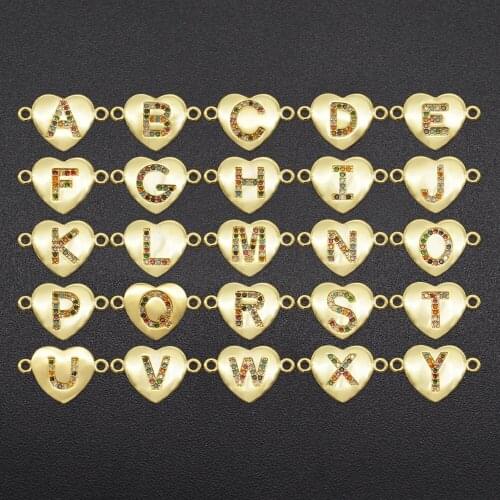 14x22mm 100% CZ Zircon DIY Jewelry Rainbow Alphabet Connectors Charm Wholesale OEM Order Accepted Bulk Order Discounts