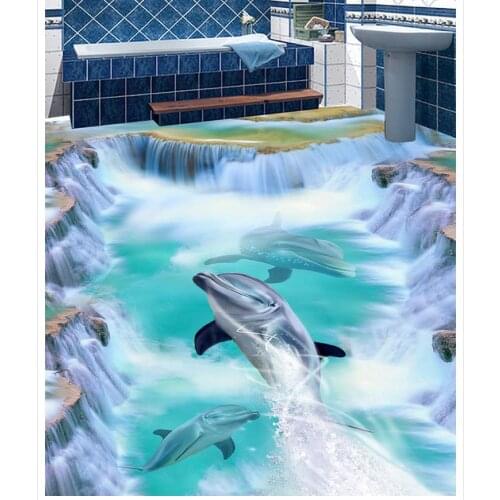 3d wallpaper pvc 3D seabed dolphin floor wallpaper 3d for bathrooms 3d wallpaper waterproof