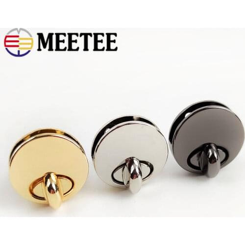 Meetee 4/10pcs 25mm Metal Bags Lock Clasp Round Die-casting Twist Mortise Locks Buckle DIY Handbag Lockstitch Buckles Accessory