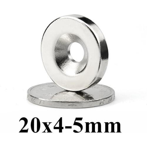 5pcs Super Strong Round Neodymium Countersunk Ring Magnets 20mm x 4mm Hole: 5mm N50 Neodymium Magnet Free Shipping