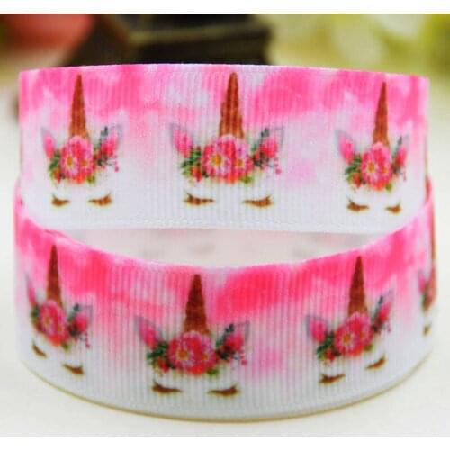 7/8'' 22mm,1" 25mm,1-1/2" 38mm,3" 75mm Unicorn Cartoon Character printed Grosgrain Ribbon party decoration X-01962 10 Yards