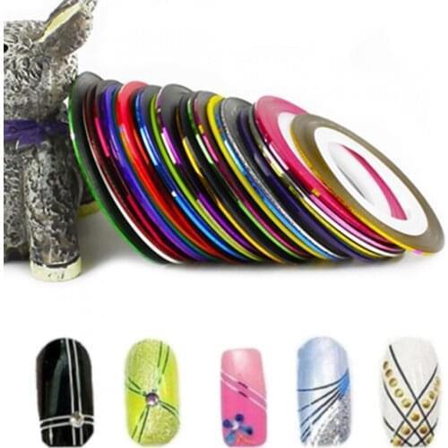 80% Hot Sale 30 Pcs Matte Nail Art Striping Tape Set Glitter Multi-color Adhesive Line Stickers Manicure Nail Art Decoration