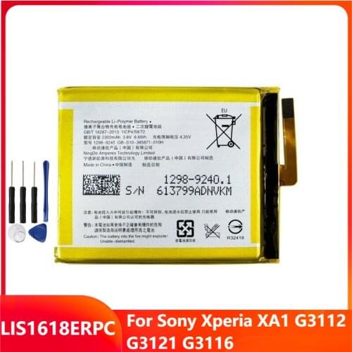 Original Replacement Phone Battery LIP1635ERPCS For Sony Xperia XA1 G3112 G3121 G3116 LIS1618ERPC With Free Tools 2300mAh