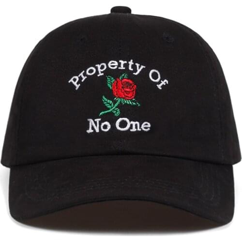 100% Cotton Property Of No One Rose flower Caps Summer Baseball Cap Embroidery Dad Hat Drop Ship Snapback Women Men Hats