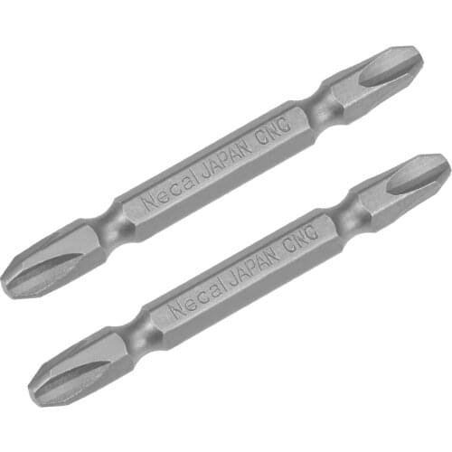 Uxcell Phillips Bits 1/4-Inch Hex Shank 65mm Length Cross PH3 Double-Head Magnetic Screw Driver S2 Screwdriver Bit 2Pcs