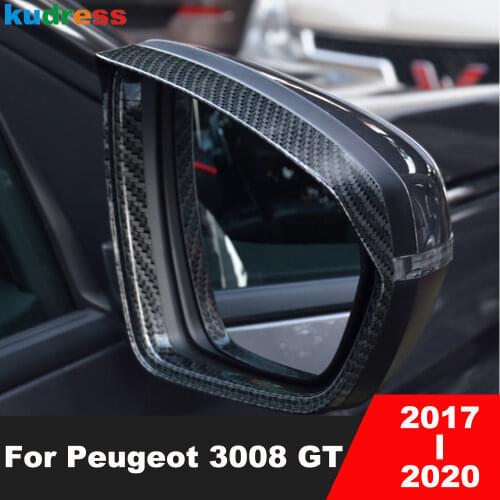 For Peugeot 3008 GT 2017 2018 2019 2020 Carbon Fiber Side Door Rearview Mirror Cover Trim Rain Guard Visor Shade Bezel Frame