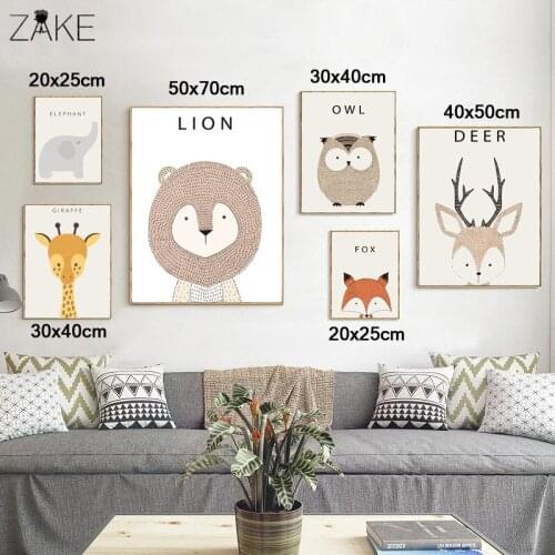 Woodland Nursery Decor Posters and Prints Wall Art Kawaii Animals Painting Rabbit Deer Bear Owl Fox for Kids Room Decoration
