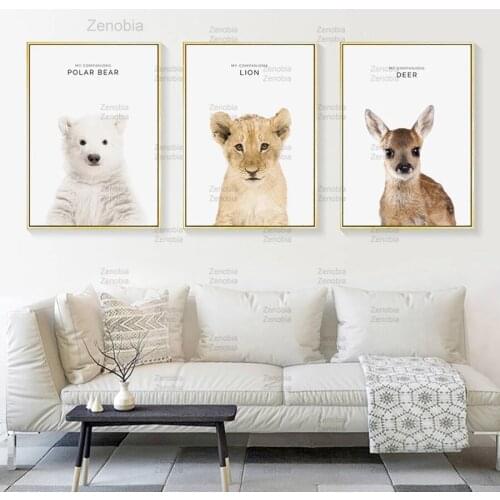 Baby Animals Wall Art Canvas Painting Nursery Bedroom Modular Hd Posters and Prints Nordic Style for Kids Room Home Decoration