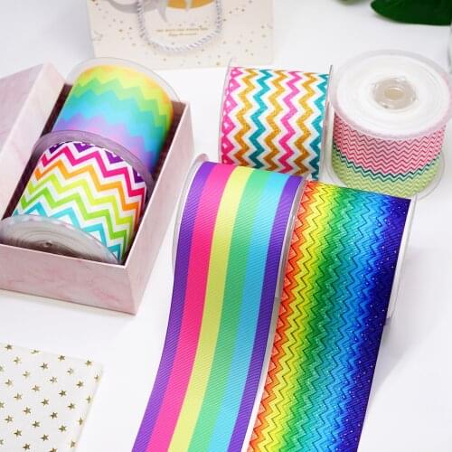 DIY Cartoon Stripes And Grids Printed Grosgrain Ribbon For Craft Supplies Sewing Accessories 5 Yards. 15008