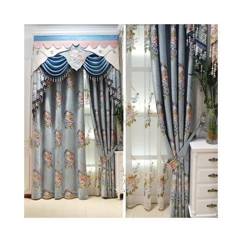 European luxury villa high quality velvet embroidered curtains for living room Voile Curtain for Bedroom Window Treatment Drapes