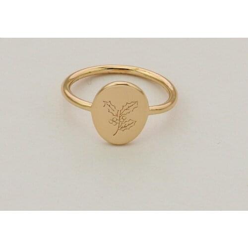 Dainty Gold Plated Flora Bouquet Holly Birth Flower Collection Ring For Women Gift