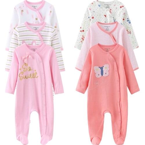 2021 Baby Boy Clothes 1/3PCS Long Sleeve Print Newborn Romper Cotton Baby Girl Clothes Sets Spring Cartoon Autumn Ropa bebe