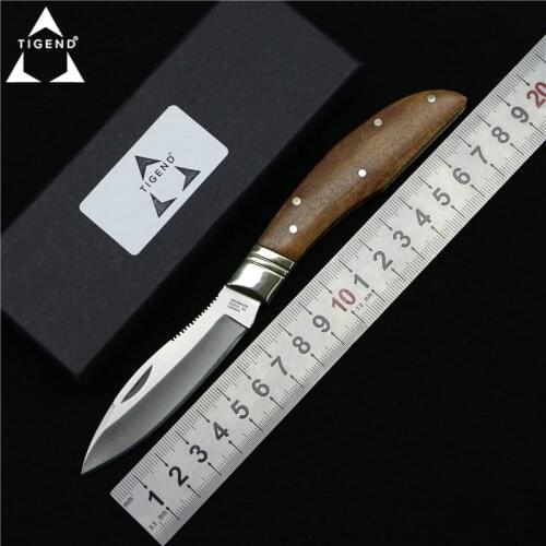 TIGEND Canada Gromann OEM small folding knife 9cr18mov blade copper + rosewood handle pocket fruit Knives outdoor hunt EDC tools