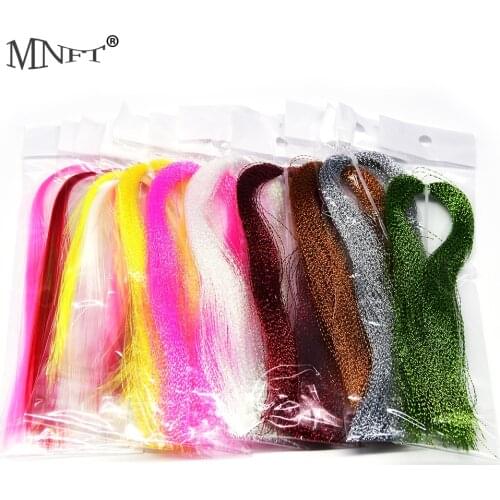 MNFT 11Pcs Fishing Strapping Wire Jig HookTwisted and Straight Flash Holographic Tinsel Crystal Tying Material Thread DIY