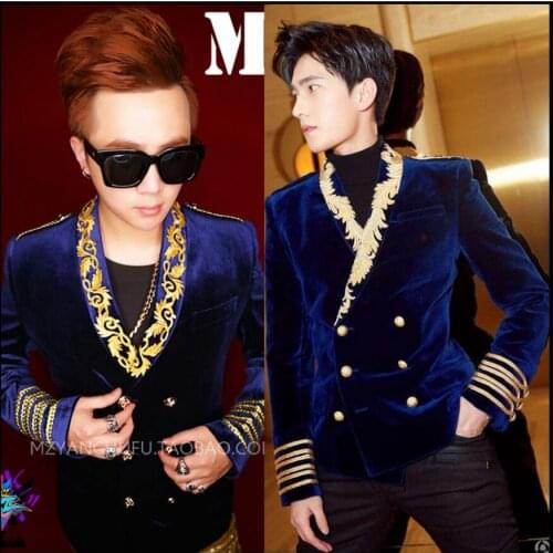 Host Embroidered Men Suit Jacket Nightclub Dj Singer Performance Clothing Slim Double-breasted Suit Formal Dress S-5xl