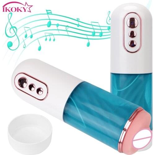 Male Masturbator Vibrator Real Vagina for Men Male Masturbation Cup Automatic Rotation 7 Adjustable Telescopic Modes