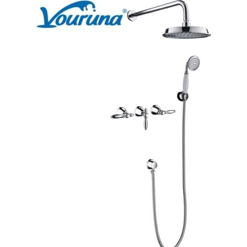 Vouruna Wall Mounted Bathtub Shower Mixer Taps Concealled Bathroom Shower System Chrome/Golden/Oil Rubbed Bronze