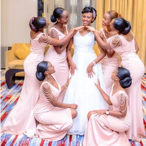 2019 New Bridesmaid Dresses Sexy Elegant V-neck Tassel Sleeve Wedding Party Dress Long Off the Shoulder Formal Dress Party