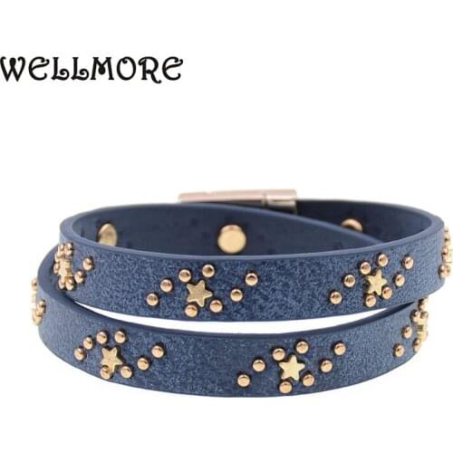 WELLMORE new style star leather bracelets wrap bracelets for women Trendy Bohemian bracelets wholesale drop shipping