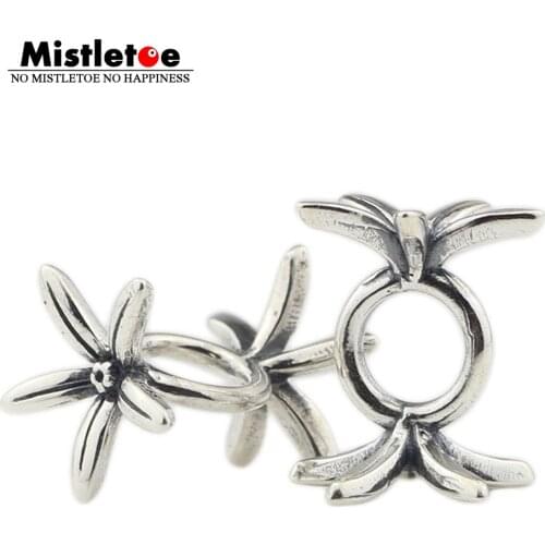 Mistletoe 925 Sterling Silver Flowers Charm Bead European Jewelry