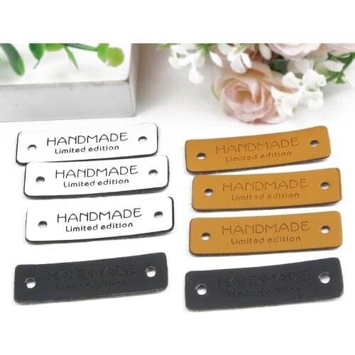 Wholesale Limited Edition Hand Made PU Leather Labels Tags For Handwork Gifts Leather Handmade Clothes Shoes Sewing Accessories