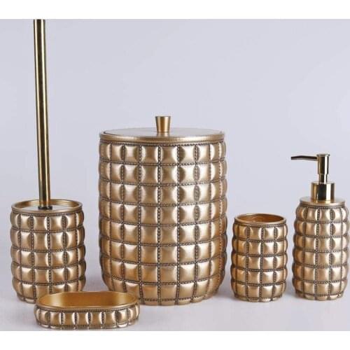 By Selim Kapitone 5 Pieces Bathroom Set Gold