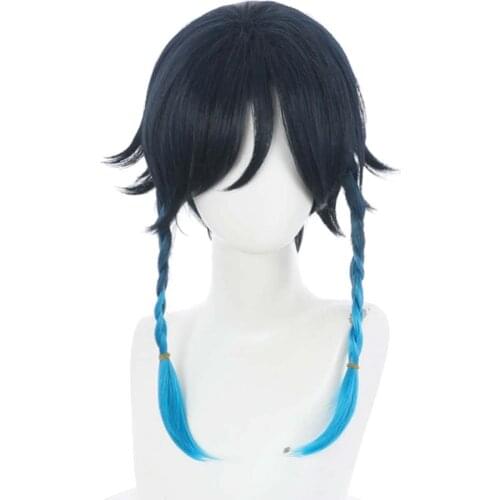 Game Genshin Impact Venti Cosplay Wig Heat Resistant Synthetic Hair Carnival Halloween Party Props