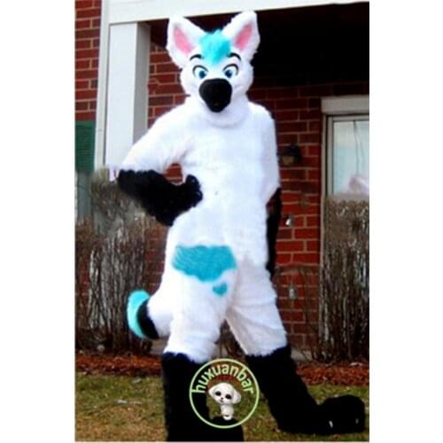 Fox Dog Adults Dress Birthday Party Long Fur White Husky Mascot Costume Suit New Birthday Cartoon Character Mascot Costume Gift