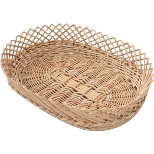 Wicker Fruit Basket Rattan Bread Baskets Egg Storage Basket Fruit Decorative Bowl for Home