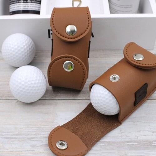 Mini Golf Belt Bag Cowhide Leather Golf Balls Holder Portable Hanging Golf Storage Box Golf Accessories