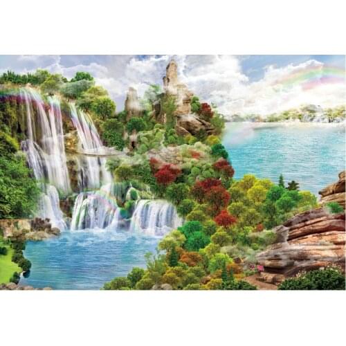 Rainbow Waterfall Scenery Backdrop Photography Background Baby Shower Birthday Wedding Party Decoration Photo Booth Studio Props