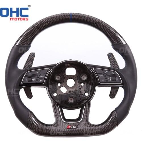 100% Real Carbon Fiber Steering Wheel compatible for A1 A2 A4 A5 S3 S4 RS3 RS4 RS5 RS6 RS7 S line Au-di R8 TT TTRS