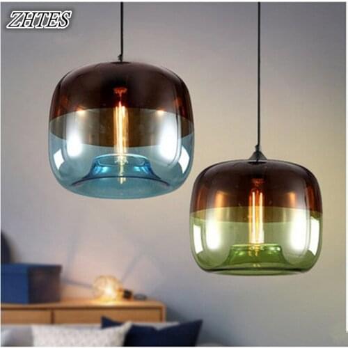 Scandinavian Creative Personality Plating Glass Restaurant Lamps Single Head Bar Pendant Light