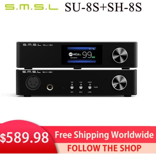SMSL SU-8S MQA Decoder + SMSL SH-8S Headphone Amplifier SU8S SH8S Combo