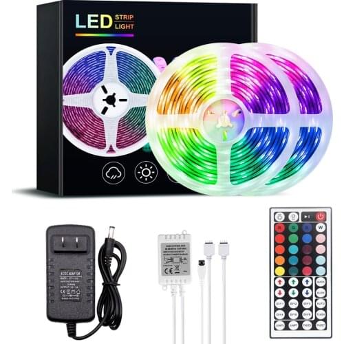 LED Strip Light RGB SMD 2835 Flexible Ribbon fita led light strip RGB 10M Tape Diode+ Remote Control +Adapter for Home Christmas