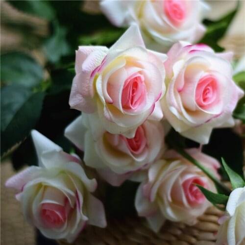 Light Blush Roses Real Touch Flowers Silk Roses DIY Wedding Flowers Artificial Flower Silk Bridal Bouquets Wedding Centerpieces