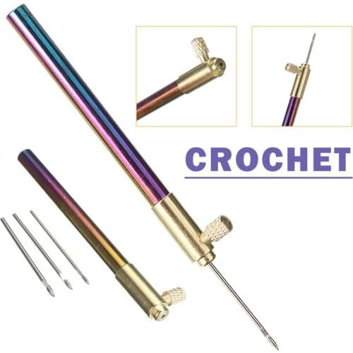 Embroidery Tambour Crochet Hook with 3 Needles DIY French Crochet Embroidery Beading Hoop Sewing Knitting Tools Accessories