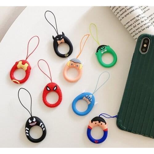 Universal Cute Cartoon Hero Series Short Style Finger Ring Mobile Phone Case Cover Straps Lanyards