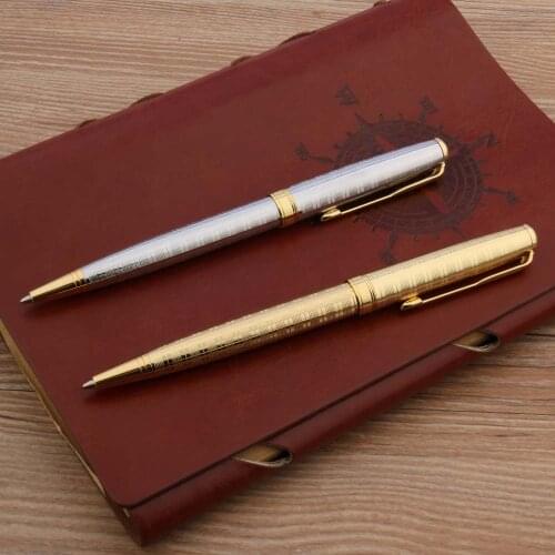 High Quality Golden 0.7mm Ball Point Pen Metal Silver Stationery Office School Supplies Gift New