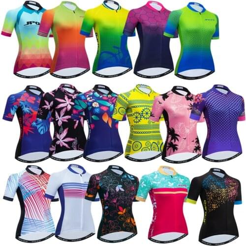 2021 Women Road Biking Jersey Short Sleeve Bike Tops Clothes Girl‘s Ropa Ciclismo Summer Breathable Bicycle Jackets Quick Dry
