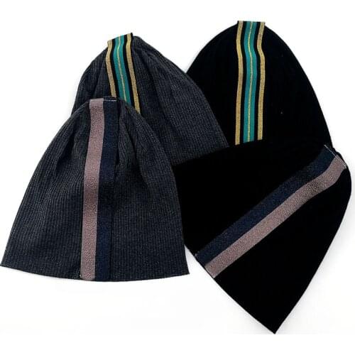 Women Ribbed knitted Cotton skullies Beanie Casual Ribbon design Bonnets hat Ladies Girls Autumn Winter Slouchy Hat Wholesale