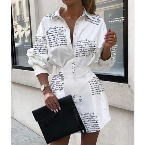 Fashion Womens White Shirt Dress 2020 Summer Autumn Long Sleeve Casual Loose Mini Dress Baggy A-Line Dress Clothes Plus Size