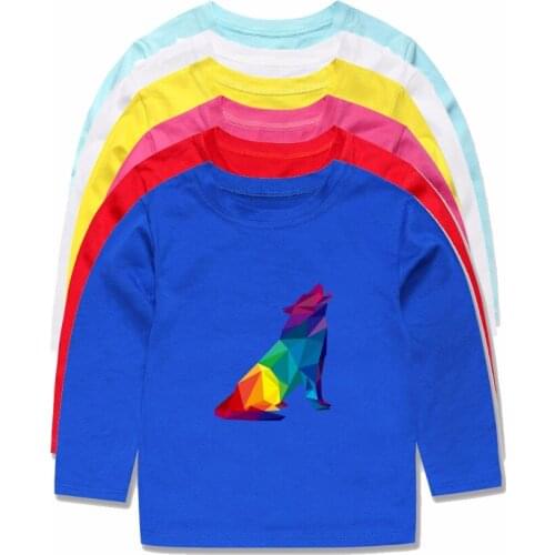 100 Long Sleeve Cotton T Shirts for Boys Girls Tops for 1-14Years Baby Wolf 3D T-shirts Thanksgiving T-shirts Boys Tees Girls