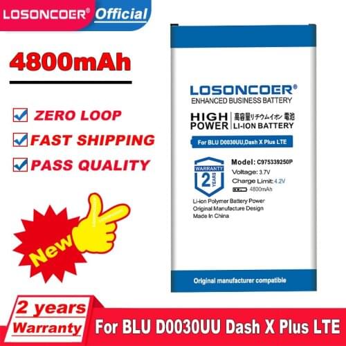LOSONCOER Top Brand 100% New 4800mAh C975339250P Battery for BLU Dash X Plus LTE D0030UU Replacement BLU C975339250P