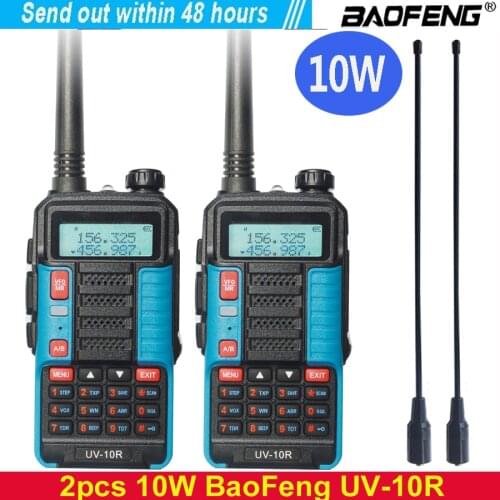2pcs/set Baofeng UV-10R Professional Walkie Talkies 10W Dual Band 2 way CB Ham USB Radio hf Transceiver VHF UHF UV 10R 5800mAh